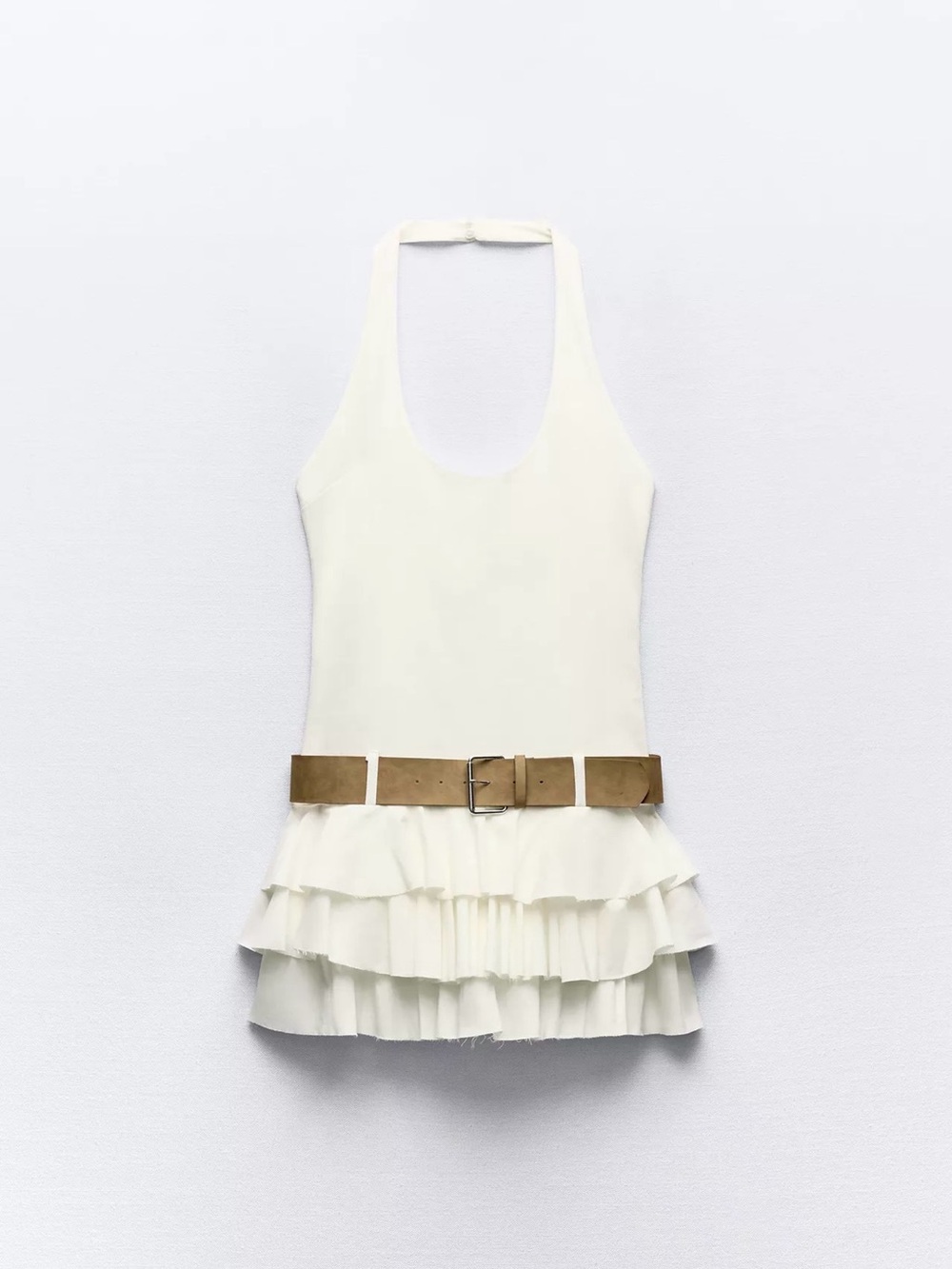 ZARA belted ruffled dress